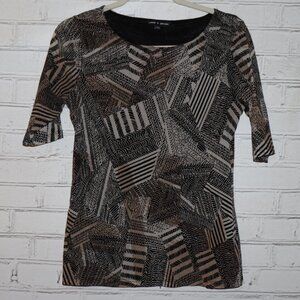 🤎🖤✨ Cable & Gauge Brown & Black Blouse · Size Medium · Short Sleeve